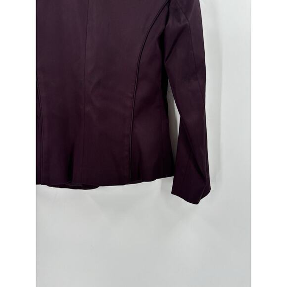 Cache Vintage Blazer Womens Small Burgundy Purple Satin Rhinestone Jacket Button - Picture 11 of 16